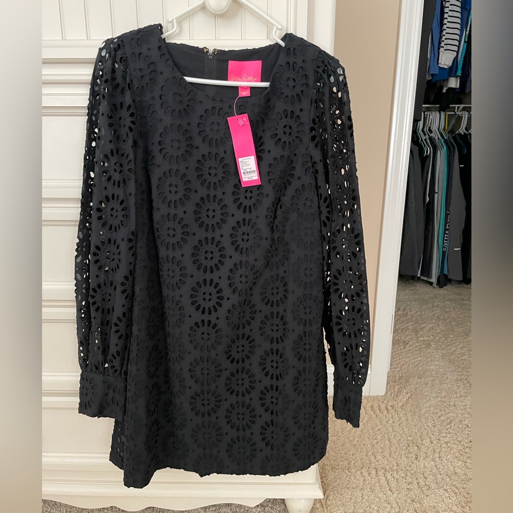 Lilly Pulitzer eyelet romper black size 12 nwt